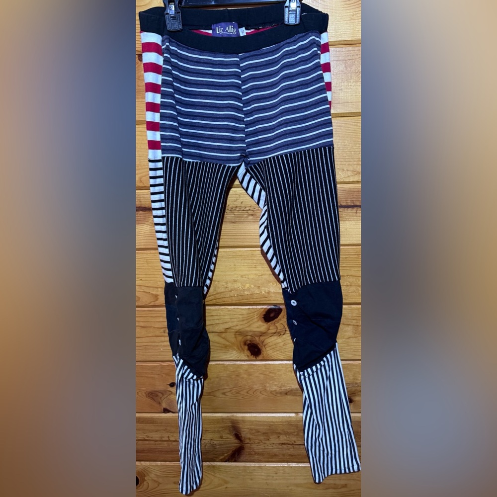 Liz Alig Hand Made Striped Women's Leggings - Black, White, and Red